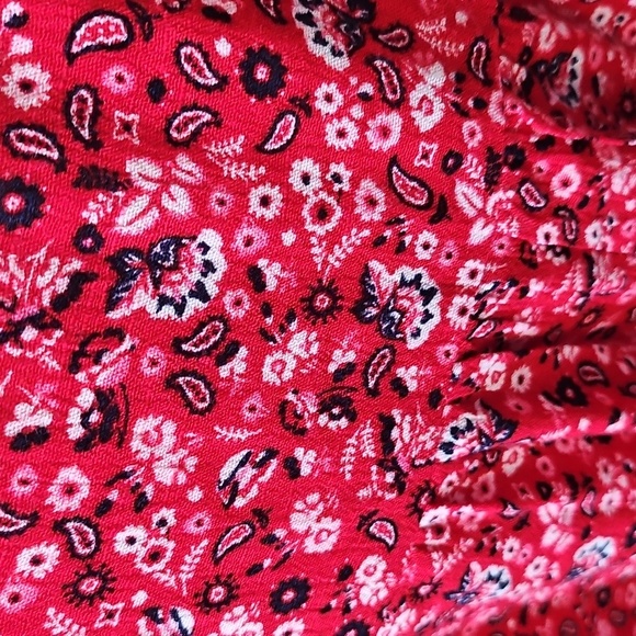 Maurices Red Paisley V-Neck Blouse - Picture 3 of 13